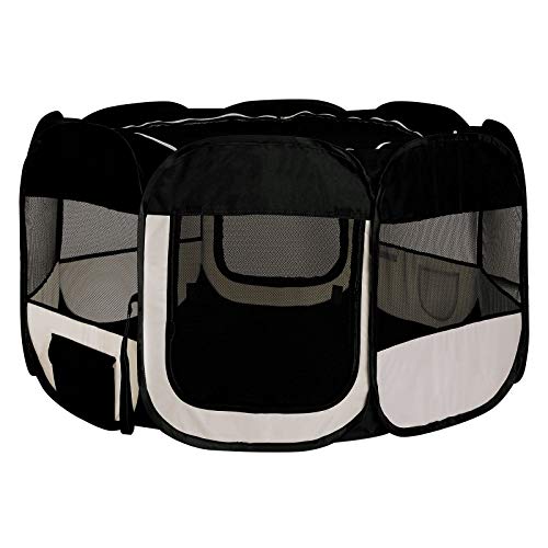 lionto Welpenauslauf faltbar aus Oxfordgewebe & atmungsaktivem Netzstoff, Ø 110cm, Höhe 64 cm, Laufstall für innen & außen mit 2 Eingängen, Pop-up-System, inkl. Tragetasche & Heringe, schwarz/beige lionto Welpenauslauf faltbar aus Oxfordgewebe & atmungsaktivem Netzstoff, Ø 110cm, Höhe 64 cm, Laufstall für innen & außen mit 2 Eingängen, Pop-up-System, inkl. Tragetasche & Heringe, schwarz/beige von lionto