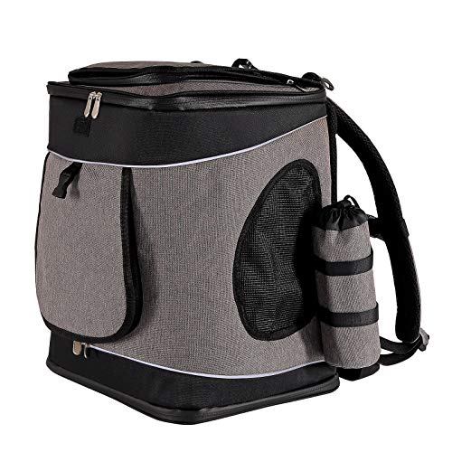 lionto Hunderucksack faltbarer Katzenrucksack Hundetransporttasche Haustiertragetasche, grau/schwarz von lionto
