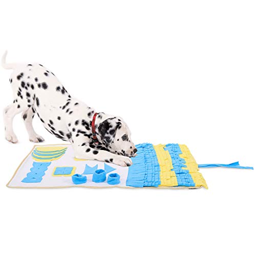 dibea Schnüffelteppich für Hunde Suchteppich Trainingsmatte, (L) 100x60 cm gelb-blau von dibea