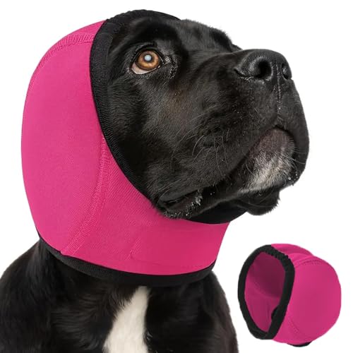 Hundeohrenabdeckung, bequem, leise, Ohrenschützer, Geräuschschutz, gegen Angstzustände, beim Baden, Schwimmen, Fellpflege, Donner, Feuerwerk (Rosa, L) von dididudi