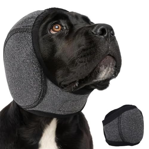 Hundeohrenabdeckung, bequem, leise, Ohrenschützer, Lärmschutz für Angstlinderung beim Baden, Schwimmen, Pflege, Donner, Feuerwerk (Grau, M) von dididudi
