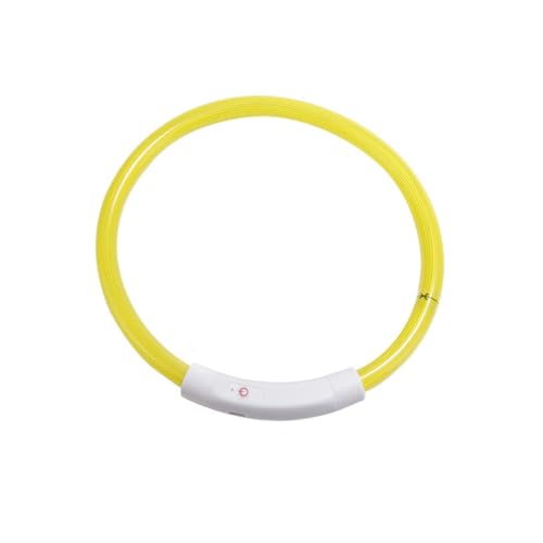 dijiusidy Haustierhalsband LED Beleuchtung Einstellbares ABS PVC USB Wiederaufladbar Leuchtend Verlustverhinderung Tiere Halsbänder Zubehör Nacht, Gelb, M von dijiusidy