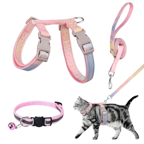 dinghaole Katzengeschirr mit Leine und Halsband Set, Escape Proof Cat Leash Set, leichtes H Form Geschirr Katze, Katzengeschirr Escape Proof, Verstellbarer Gurt für Outdoor Walking Training dinghaole Katzengeschirr mit Leine und Halsband Set, Escape Proof Cat Leash Set, leichtes H Form Geschirr Katze, Katzengeschirr Escape Proof, Verstellbarer Gurt für Outdoor Walking Training von dinghaole