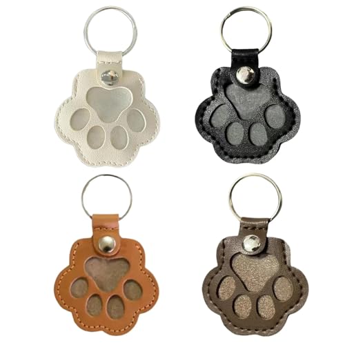 dinghaole Souvenir-Box für Tierhaare aus Leder – Pfotenabdruck-Set, Gedenkgeschenk (Dunkelbraun, Hellbraun, Schwarz, Weiß), geeignet für Tierhaar-Aufbewahrungstaschen, Gedenkschlüsselcha, 4 Stück von dinghaole