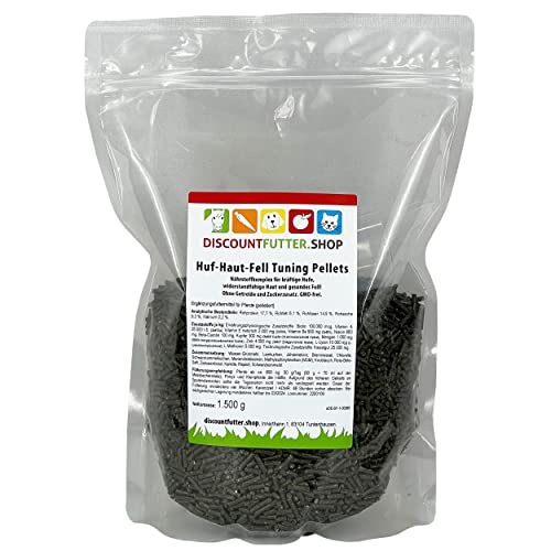 DISCOUNTFUTTER.SHOP Huf-Haut-Fell Tuning Pellets 1,5 kg I Nährstoffe für kräftige Hufe, widerstandsfähige Haut und gesundes Fell beim Pferd von discountfutter.shop