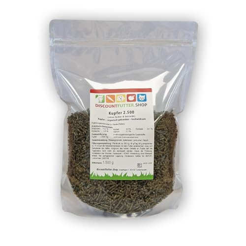 Kupfer 2.500 (Pellets - 1,5 kg) | Ergänzungsfutter für Pferde | Kupfermangel vorbeugen | organisch gebunden | erhöhter Kupferbed. Zucht-Fohlen-Jungfperde ausgleichen von DISCOUNTFUTTER.SHOP