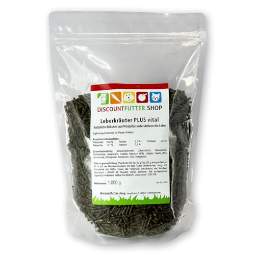 discountfutter.shop Leberkräuter Plus vital (Pellet) 1 kg | Leberkräuter & Vitalpilze zur Unterstützung der Leberfunktion beim Pferd | hochwirksam | ohne Getreide und Zuckerzusatz von discountfutter.shop