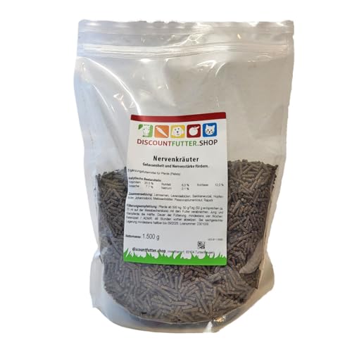 Nervenkräuter (100% Natur - 1, 5 kg) - die natürliche Antwort auf ängstliche und schreckhafte Pferde - Pellet von discountfutter.shop