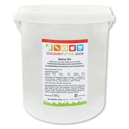 discountfutter.shop Amino Kit (Pulver) | Aminosäuren für Muskelaufbau Pferd | ohne Zucker und Getreide | 80% Rohprotein (5 kg) von discountfutter.shop