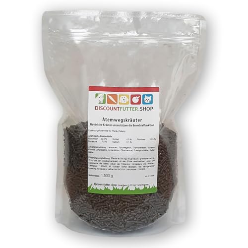 discountfutter.shop Atemwegskräuter (100% Natur - 1, 5 kg) für Pferde | Husten - Bronchialfunktion stärken | Immunsystem Pferd | Kräuter ohne Getreide & Zucker von discountfutter.shop