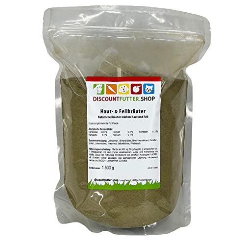 Haut- und Fellkräuter (100% Natur - 1, 5 kg) - Kräuter | Haut-, Fell- und Hufstoffwechsel des Pferdes optimieren | Getreidefrei - ohne Zuckerzusatz von discountfutter.shop