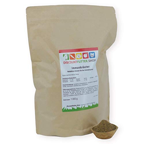 discountfutter.shop Immunkräuter (100% Natur - 1, 5 kg) für Pferde - die Immunabwehr mit natürlichen Kräutern unterstützen - 100% Natur - ohne Getreide und Zuckerzusatz von discountfutter.shop