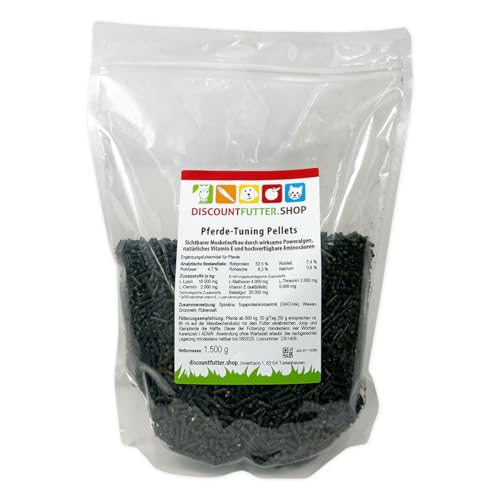 Pferde Tuning Pellets I GMO - glutenfrei, fördert den Muskelaufbau, reichhaltig an Spirulina, Carnitin, Vitamin E, Lysin, Omega 3, hochwertige Aminosäuren für Ihr Pferd von discountfutter.shop