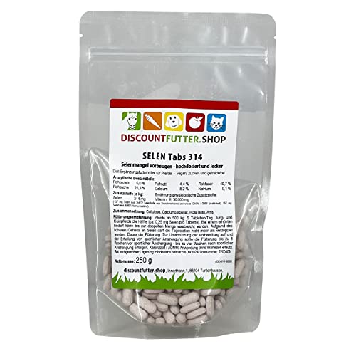 Selen Tabs 314 -(250 Gramm - 250 Tabs) | Selen für Pferde hochkonzentriert - Selenmangel vorbeugen - ohne Getreide und Zucker von DISCOUNTFUTTER.SHOP