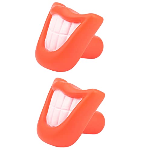 dissot Lustiges Kauspielzeug für Hunde und Welpen, quietschend, großes Lächeln, Lippen und Zähne, Rot, 2 Stück von dissot