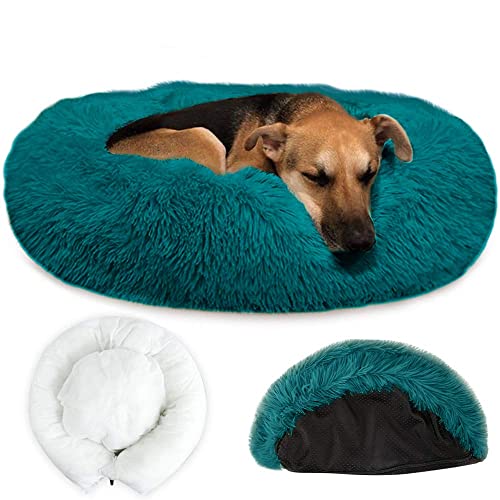 Beruhigendes Hundebett mit abnehmbarem Bezug, warmes Donut-Katzen-Hundebett, weiches Plüschkissen mit gemütlichem Schwamm, rutschfeste Unterseite, für kleine, mittelgroße Haustiere, zum Schlafen, Beruhigendes Hundebett mit abnehmbarem Bezug, warmes Donut-Katzen-Hundebett, weiches Plüschkissen mit gemütlichem Schwamm, rutschfeste Unterseite, für kleine, mittelgroße Haustiere, zum Schlafen, von diyfixlcd