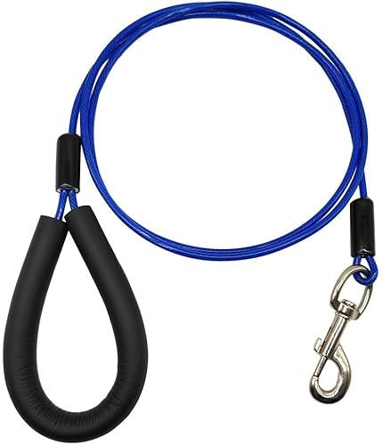 diyfixlcd Kausichere Hundeleine, robustes Kabel, Stahlschnur, mit weich gepolstertem Griff, für kleine, mittelgroße und große Hunde diyfixlcd Kausichere Hundeleine, robustes Kabel, Stahlschnur, mit weich gepolstertem Griff, für kleine, mittelgroße und große Hunde von diyfixlcd