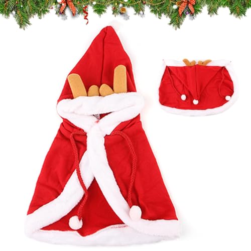dmqdu Poncho für Weihnachtskostüm für Haustiere, Weihnachtsmannumhang für Katzen, Weihnachtselemente, Umhang für Haustiere, Weihnachtsmannumhang, Hundekostüm, Umhang für Welpen, von dmqdu