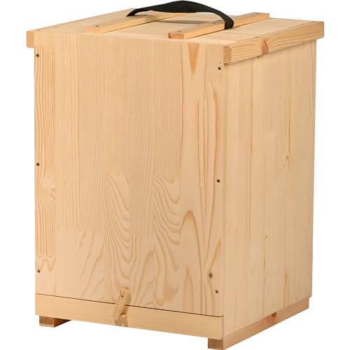 Luxus-Insektenhotels Wabentransportkiste aus Holz passend für ca. 10 Rähmchen - Transporter mit Deckel und Griff für die Imkerei - 36,5 x 39,5 x 51 cm - Natur von Luxus-Insektenhotels