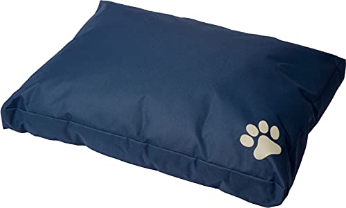 dobar 60440 Hundekissen Open Air - Outdoor Hundebett wasserabweisend - reißfeste Hundematratze mit recycelter Polyester Füllung - Hundematte für den Außenbereich - 58 x 38 x 8 cm - Blau von dobar