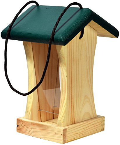 dobar® 90061FSCe Vogelfutterhaus Hängend - Kleines Vogelhaus Futtersilo - Futtersäule Massivholz - Futterstation für Wildvögel - Futterhaus für Garten/Terrasse/Balkon - 16 x 16 x 24 cm - Grün von dobar