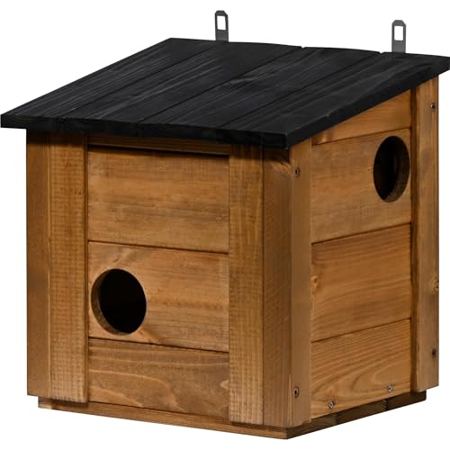 dobar® Eichhörnchenkobel mit 3 Eingängen - Eichhörnchen Futterhaus mit abnehmbarem Dach - Eichhörnchen Nistkasten zum Aufhängen - 31 x 26 x 33 cm - Braun von dobar