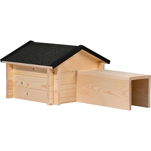 dobar® Igelhaus mit Stecksystem - Igelfutterhaus mit Bitumendach - Igelhütte mit langem Eingang Raubtierschutz - Igelhotel Winterfest - 70 x 39 x 31 cm - Natur von dobar