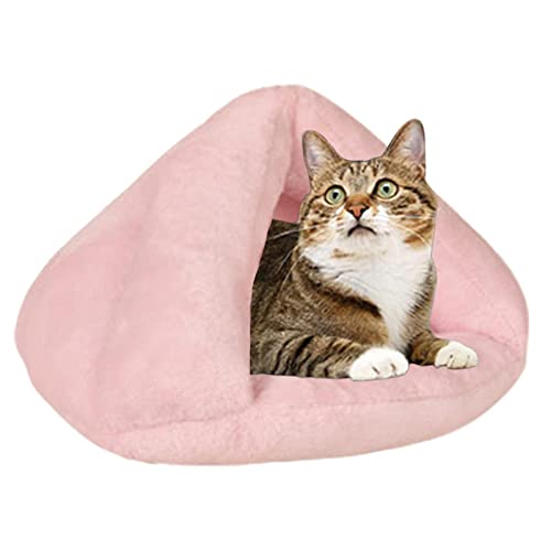 dobooo Katzenhöhlenbett,Warmes Katzenbett für den Winter - Dreieckiges Katzenbett, beruhigendes und gemütliches, bezogenes Schlafkissen für Kuscheltiere und Wühler von dobooo