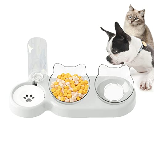 doepeBAE Katzen Futternapf,Automatischer Futternapf Und Wasserspender,für Katze Neigbar Katzenpfe Abnehmbar,für Kleione und Miteltgro Hunde und Katzen (H) von doepeBAE