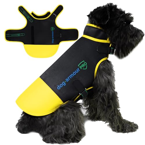 Dog Armour PRO Hundejacke Farbe Gelb: Atmungsaktiver, Wasserdichter, Verstellbarer & Würgefreier Hundemantel - schützt vor Bissen - Wetterfest und für alle Hunde-Größen (L, Gelb) von dog armour PRO