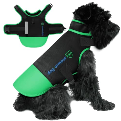 dog armour PRO Schutzweste für Hunde – Schützen Sie Ihr Haustier vor Raptor- und Tierangriffen – verstellbar, erstickungsfrei, wasserdicht, reflektierend (Größe M, Grün) von dog armour PRO