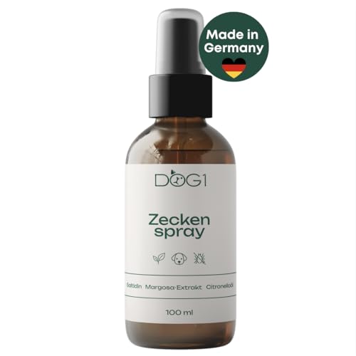 DOG1 Zeckenspray für Hunde 100 ml | Jahresvorrat | Zeckenschutz Hund natürlich | Alternative zu Zeckenhalsband für Hunde und Spot on Hund | Floh und Zeckenschutz für Hunde | Anti Zecken, Milben, Flöhe von dog1