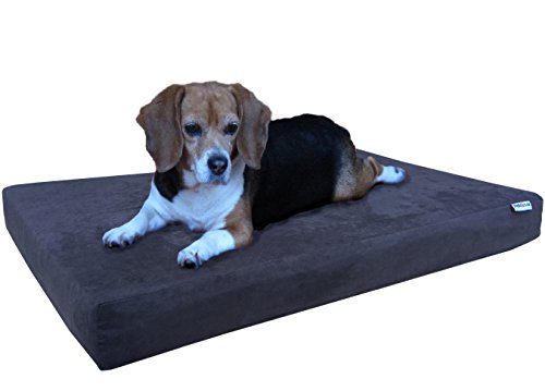 Dogbed4less Orthopädisches Hundebett mit Memory-Schaum für mittelgroße und große Haustiere, waschbarer Mikro-Wildlederbezug, 104.6 x 68.1 x 10.2 cm (passend für 106.7 x 71.1 cm) große Hundekäfige. von dogbed4less