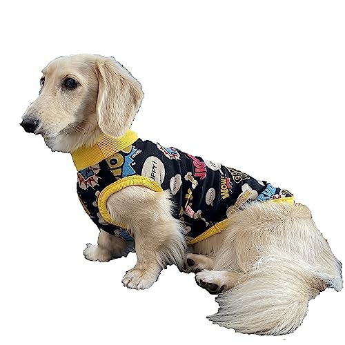 D Doggy Star Dackel Kleidung für Hunde, Mini und Erwachsene, T-Shirt (M, Comic Black) von doggystar