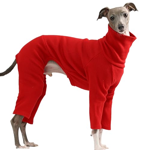 D Doggy Star Einteiler für italienische Windhunde, dehnbar, Größe XL, gerippt, Rot von doggystar