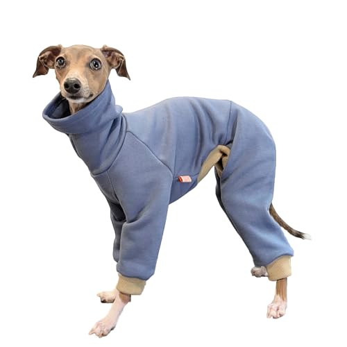 D Doggy Star Einteiler für italienische Windhunde, dehnbares Fleecefutter, einfacher Einteiler, Whippet für Hundemantel, Größe L, Blau von doggystar