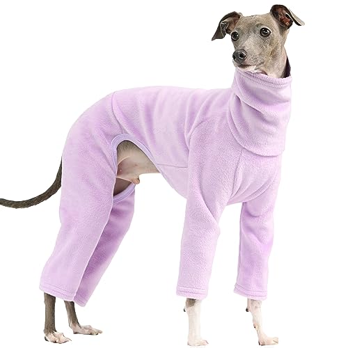 D Doggy Star Italienischer Windhund-Kleidung, Pullover, Fleece, Basic-Einteiler, Whippet für Hunde, Rollkragen-Outfits, Mantel (XXL, FLCE Lila) von doggystar