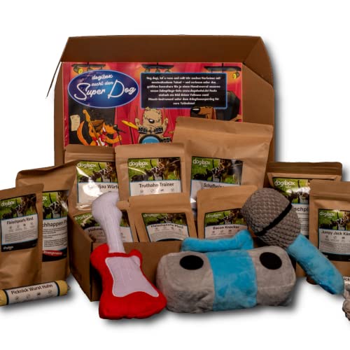 dogibox Hunde-Überraschungsbox mit Plüsch-Spielzeug und Leckerli für Hunde - Made in Germany - Für alle Hundegrößen (Für Mini Hunde (bis ca. 4 kg)) von dogibox