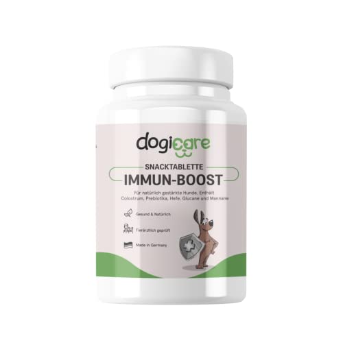 Darmflora Aufbau Hund & Immunsystem stärken - IMMUN-BOOST - starkes Immunystem & gesunde Verdauung für Hunde - mit Präbiotika, Colostrum & Bierhefe für Darmsanierung & Immunität - Made in Germany von dogicare