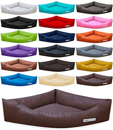 Hundebett Dogs Corner aus Kunstleder M 80 x 80cm braun Hundekissen Hundesofa Hundebetten von dogsfavorite