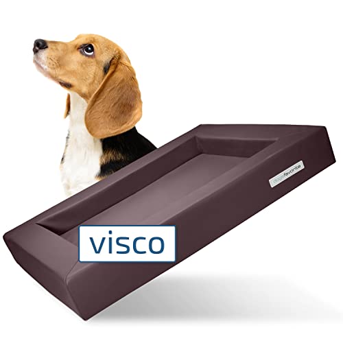 dogsfavorite Hunde-Bett mit Visco-Kissen - waschbares Hundekörbchen - hochwertiges Hundesofa - gelenkschonendes Hundekissen - robuste Hundematte - Gr. L 110 x 90cm - braun von dogsfavorite