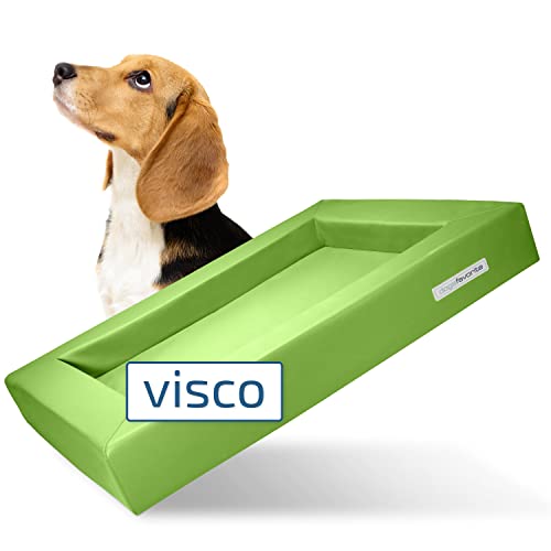 dogsfavorite Hunde-Bett mit Visco-Kissen - waschbares Hundekörbchen - hochwertiges Hundesofa - gelenkschonendes Hundekissen - robuste Hundematte - Gr. XL 130 x 100cm - Limette von dogsfavorite