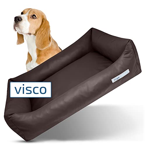 dogsfavorite Hunde-Bett mit Visco-Kissen - waschbares Hundekörbchen - hochwertiges Hundesofa - gelenkschonendes Hundekissen - robuste Hundematte - Mocca - Gr. S - 80 x 60 cm von dogsfavorite