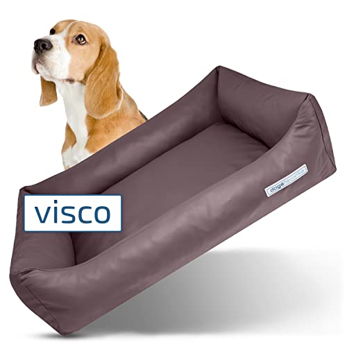dogsfavorite Hunde-Bett mit Visco-Kissen - waschbares Hundekörbchen - hochwertiges Hundesofa - gelenkschonendes Hundekissen - robuste Hundematte - braun - Gr. S - 80 x 60 cm von dogsfavorite