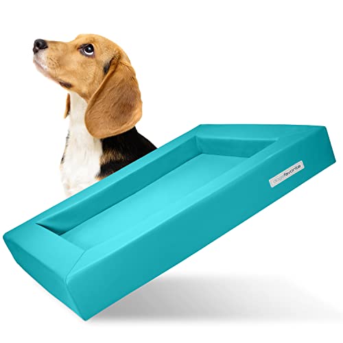 dogsfavorite Hunde-Bett - waschbares Hundekörbchen - hochwertiges Hundesofa - gelenkschonendes Hundekissen - robuste Hundematte - Hundekorb - Gr. L 110 x 90cm - türkis von dogsfavorite