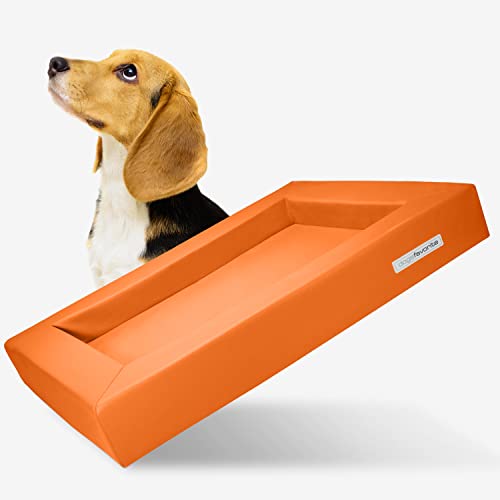 dogsfavorite Hunde-Bett - waschbares Hundekörbchen - hochwertiges Hundesofa - gelenkschonendes Hundekissen - robuste Hundematte - Hundekorb - Gr. M 90 x 70cm - orange von dogsfavorite