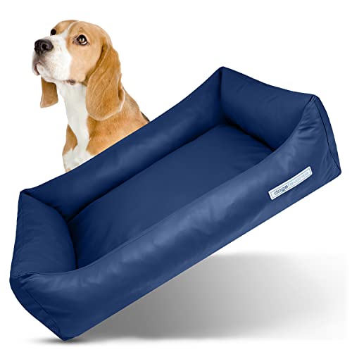 dogsfavorite Hunde-Bett - waschbares Hundekörbchen - hochwertiges Hundesofa - gelenkschonendes Hundekissen - robuste Hundematte - Hundekorb - dunkelblau Marine - Gr. M 100 x 75 cm von dogsfavorite
