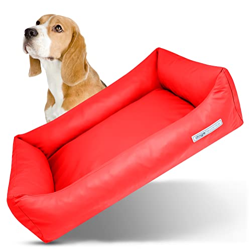 dogsfavorite Hunde-Bett - waschbares Hundekörbchen - hochwertiges Hundesofa - gelenkschonendes Hundekissen - robuste Hundematte - Hundekorb - rot - Gr. XL 130 x 95 cm von dogsfavorite