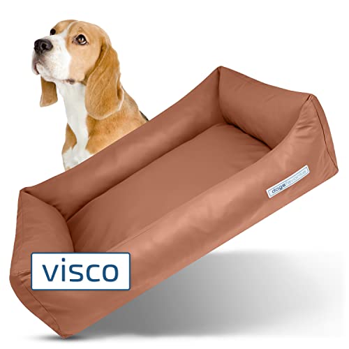 dogsfavorite Hunde-Bett mit Visco-Kissen - waschbares Hundekörbchen - hochwertiges Hundesofa - gelenkschonendes Hundekissen - robuste Hundematte - Cognac - Gr. XL - 130 x 95 cm von dogsfavorite