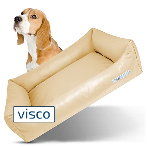 dogsfavorite Hunde-Bett mit Visco-Kissen - waschbares Hundekörbchen - hochwertiges Hundesofa - gelenkschonendes Hundekissen - robuste Hundematte - Creme - Gr. XL - 130 x 95 cm von dogsfavorite